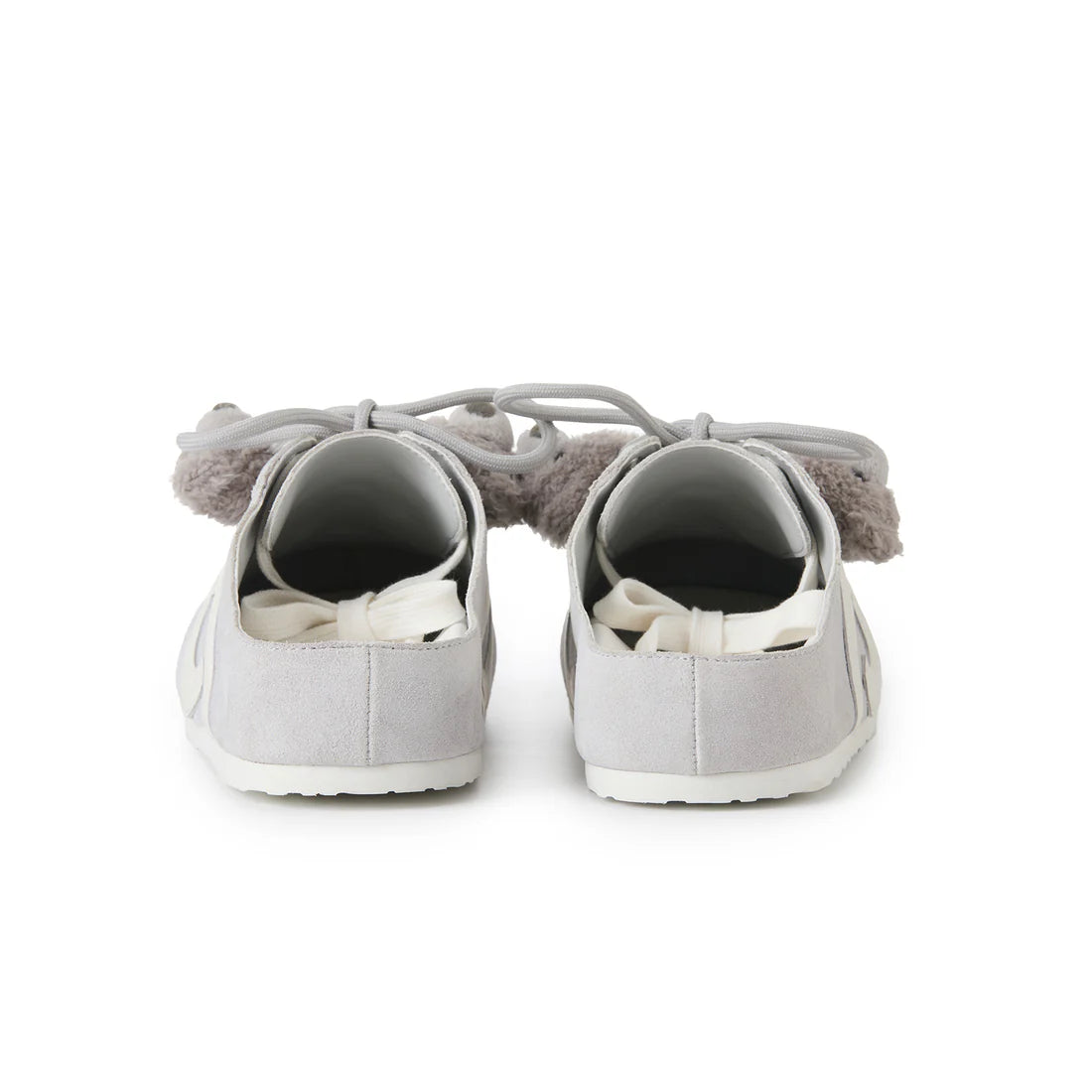 13DE MARZO Plush Bear Mules Grey