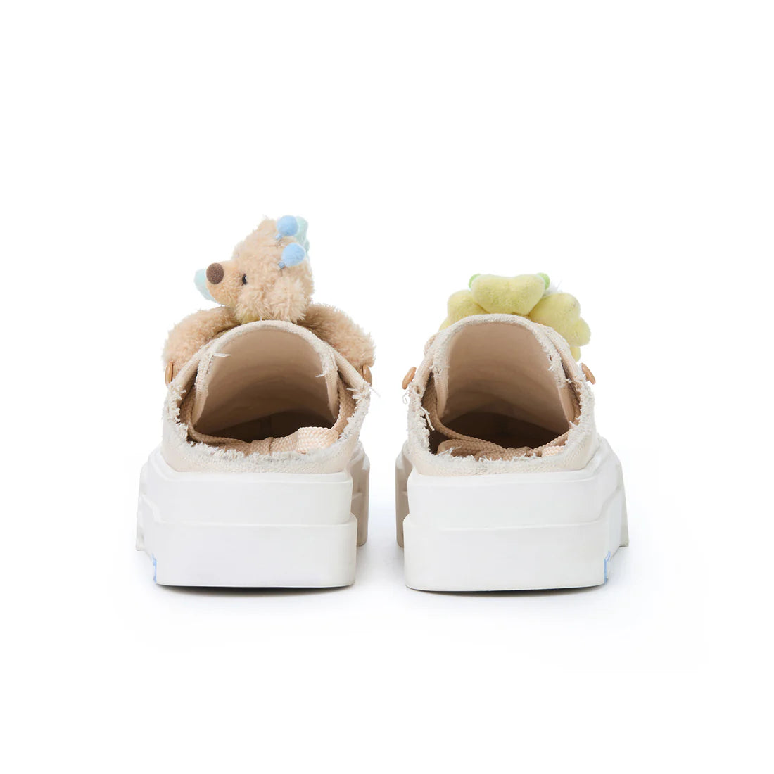 13DE MARZO Floral Butterfly Bear Backless Shoes Khaki