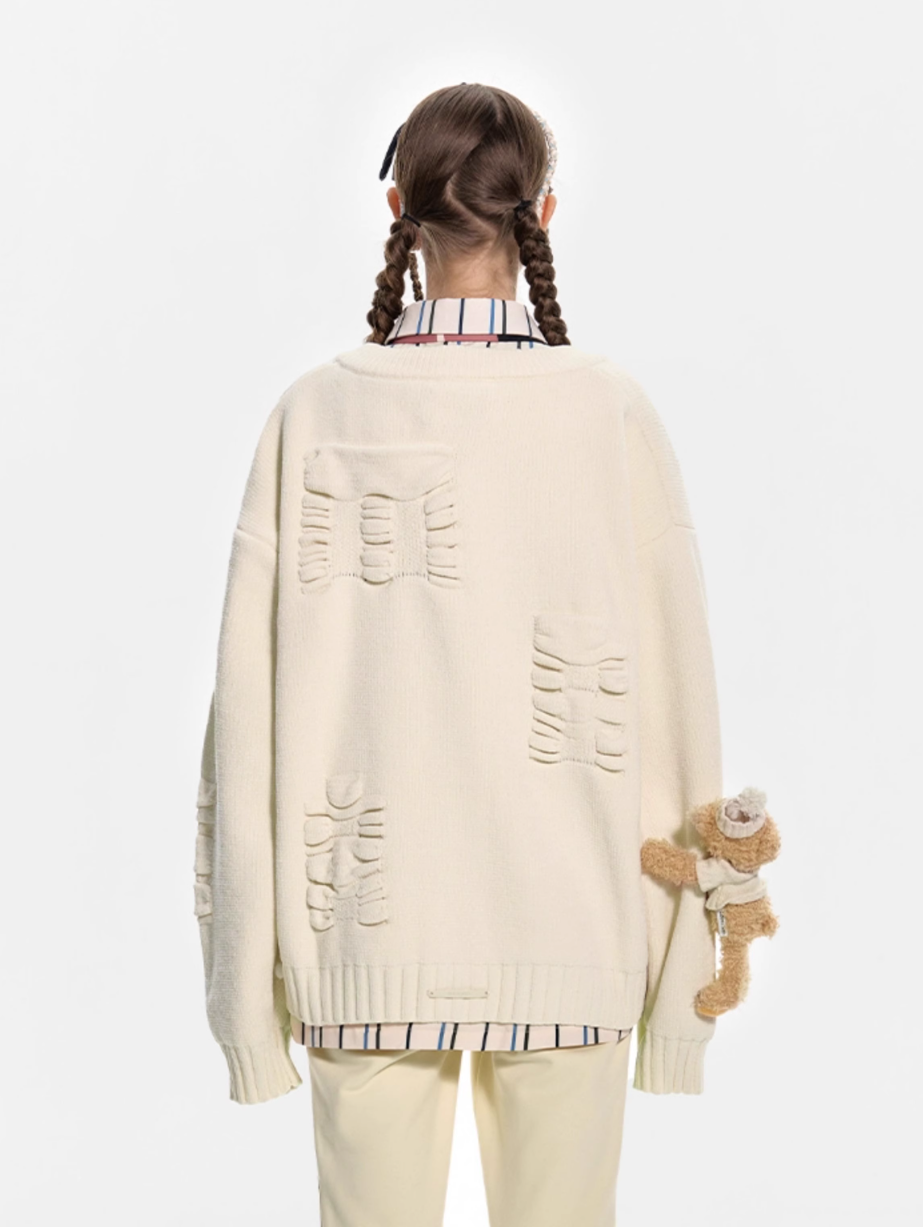 13 DE MARZO DOLL JACQUARD KNIT CARDIGAN
