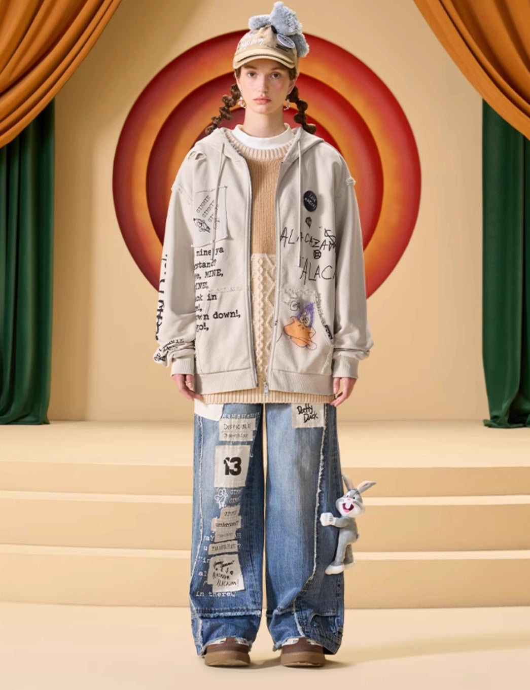 13DE MARZO DAFFY DUCK SKETCH ZIP HOODIE