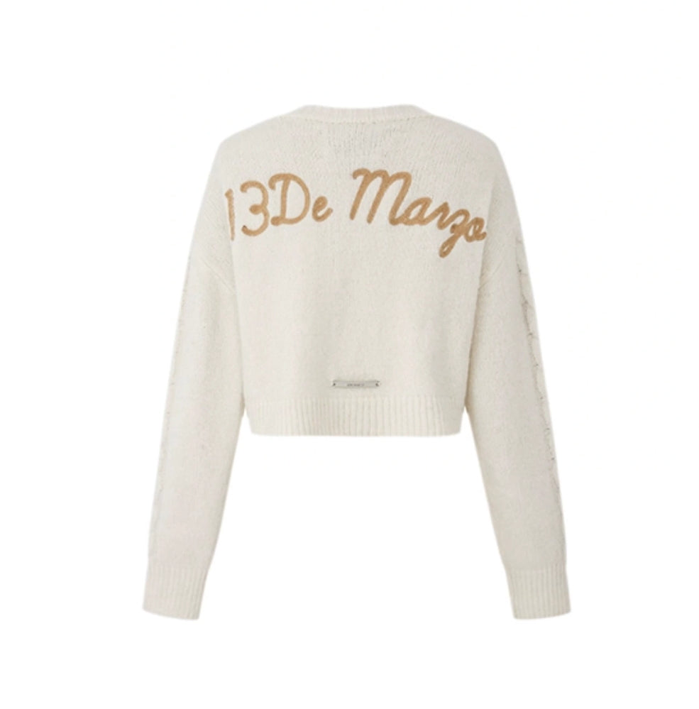 13DE MARZO KNIT DOLL BUTTON CARDIGAN WHITE