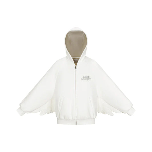 13DE MARZO Angel Devil Bear Zipped Hoodie/ WHITE