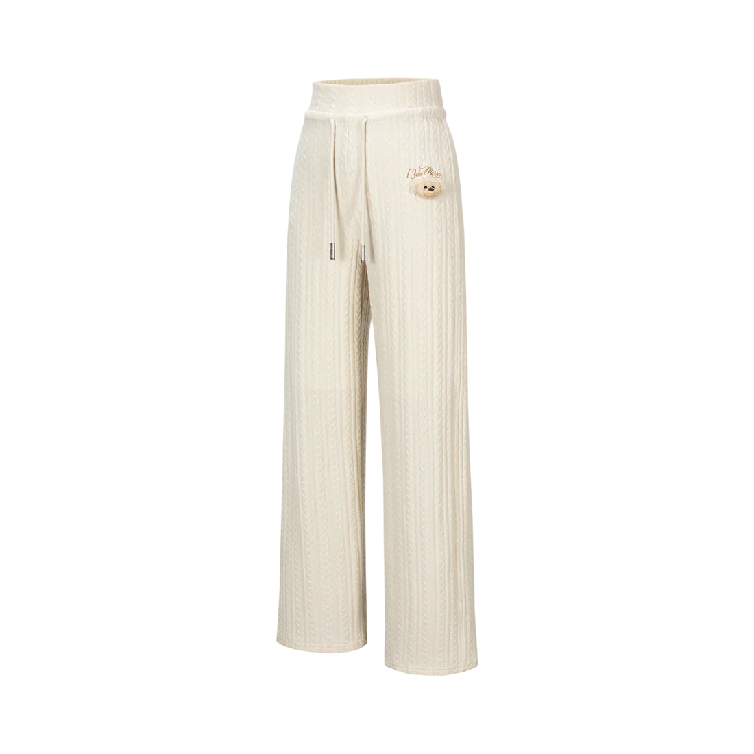 13DE MARZO Mini Bear Knit Trousers Beige