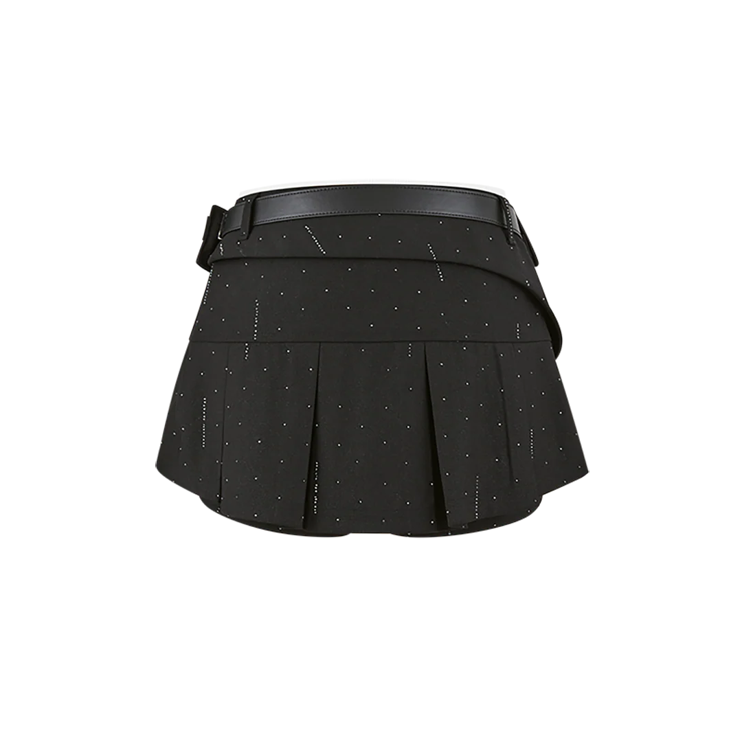13DE MARZO Pocket Blazer Pleated Skirt Black