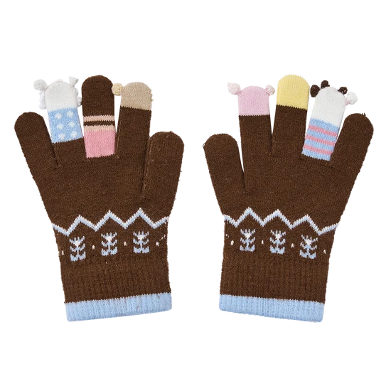 13DE MARZO Marzo Valley Plush Gloves Brown