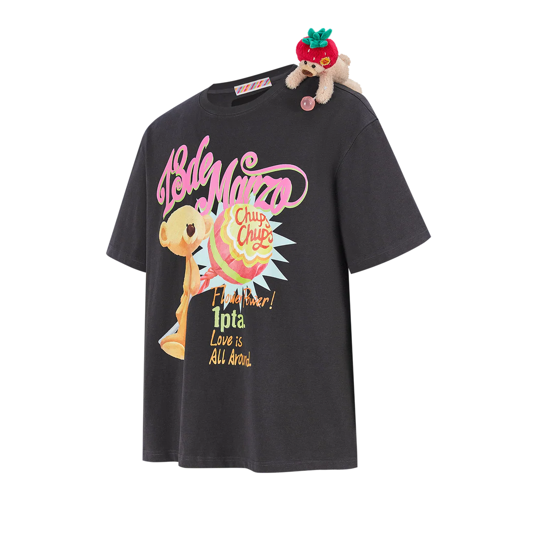 13DE MARZO Bear Graphic Lollipop Tee Dark Grey
