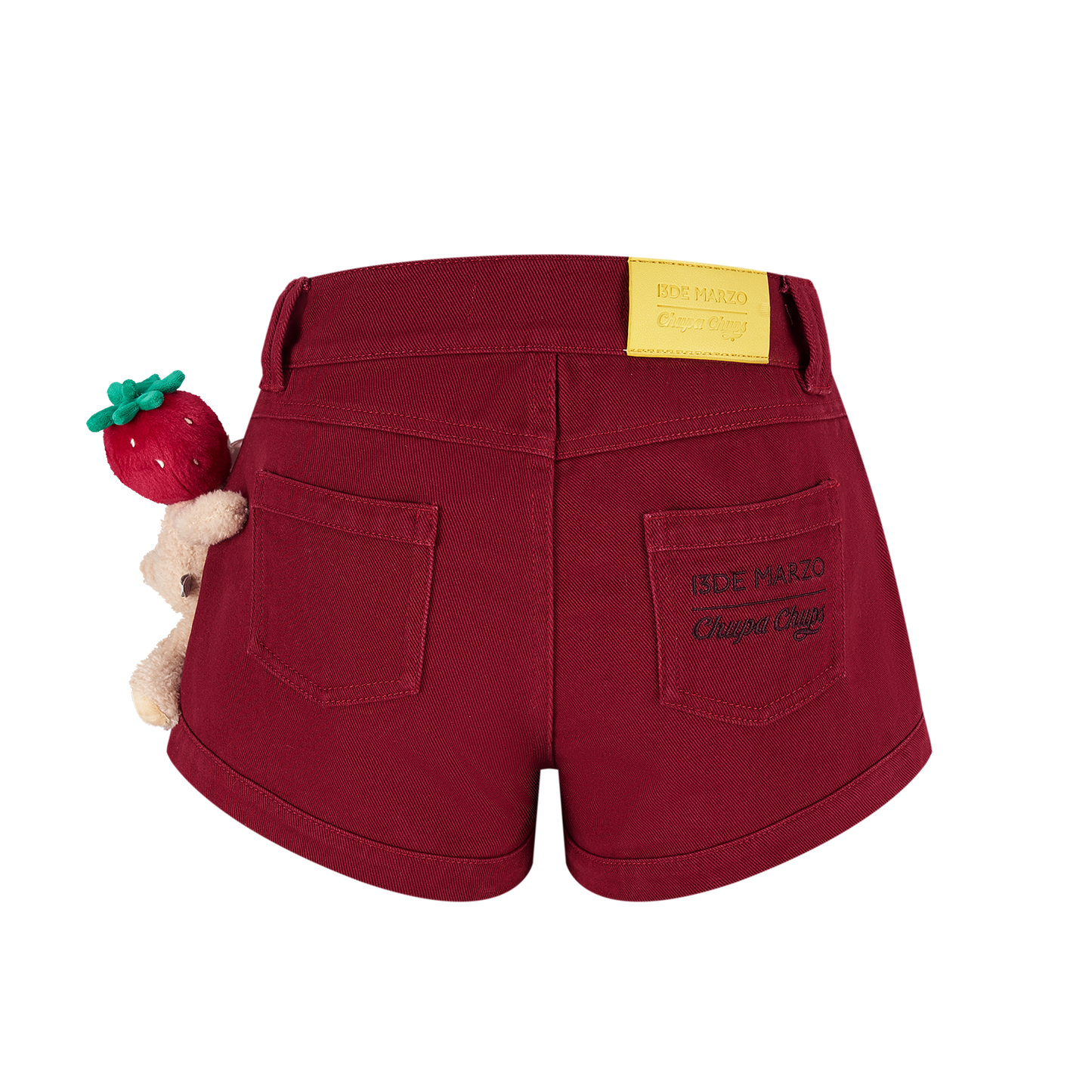 13DE MARZO Lollipop V-Waist Slim-Fit Shorts Red