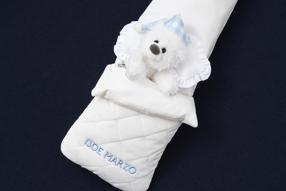 13DE MARZO Nighty Night Bear Long-Sleeve Polo Navy Blue
