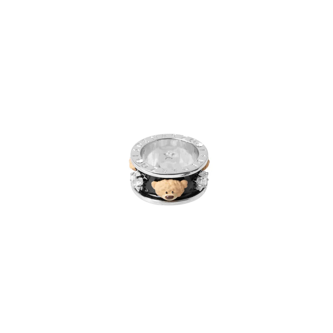 13DE MARZO Zirconia Bear Around Ring Black