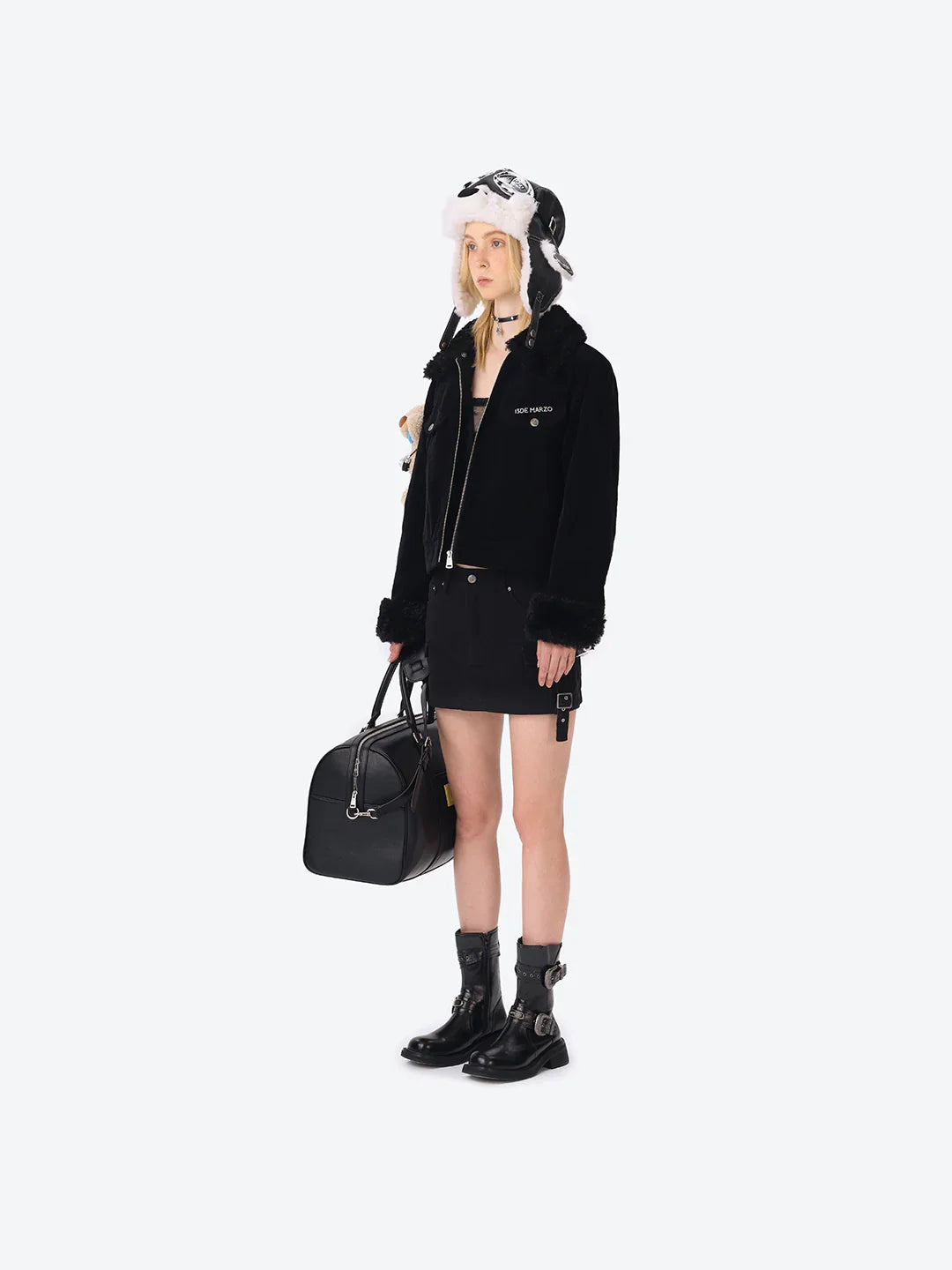 13DE MARZO Bear Corduroy Detachable Jacket Black