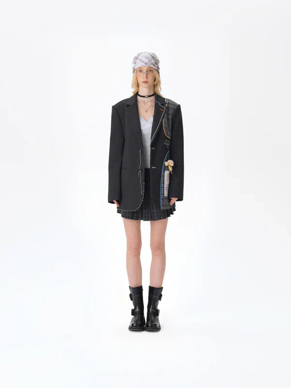 13DE MARZO Tailor Bear Patch Suit - Dark Grey