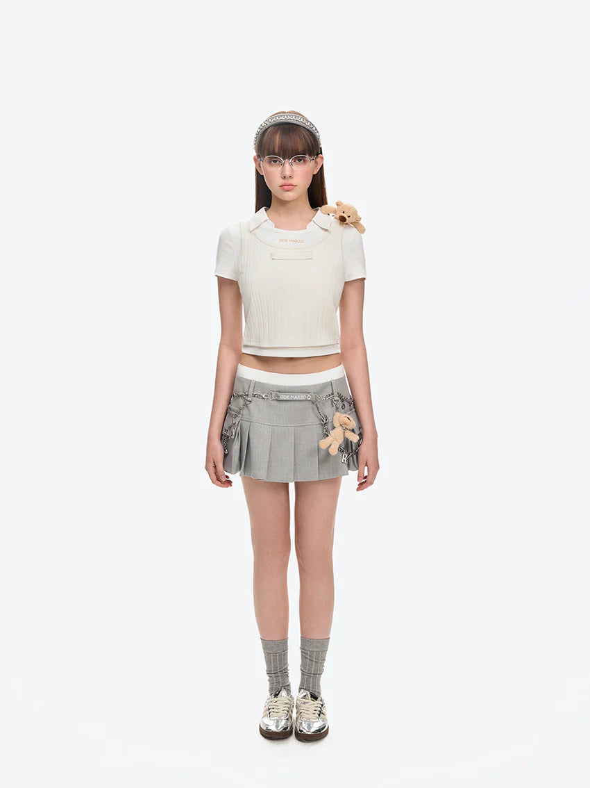 13DE MARZO Chains Multi-Pocket Skort Grey