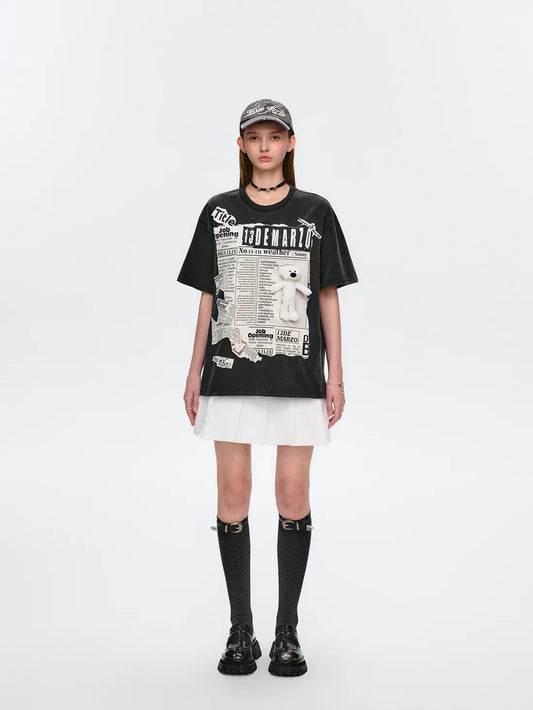 13DE MARZO Bear Newspaper T-Shirt