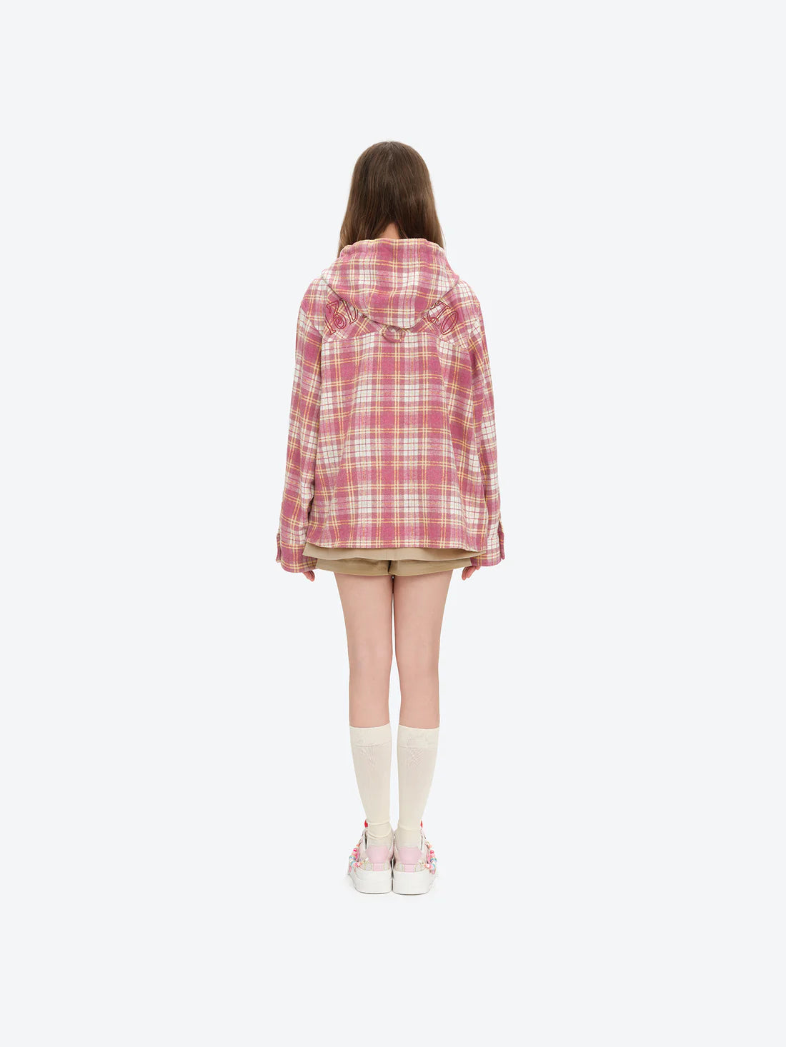 13DE MARZO Lollipop Hooded Shirt Jacket Pink