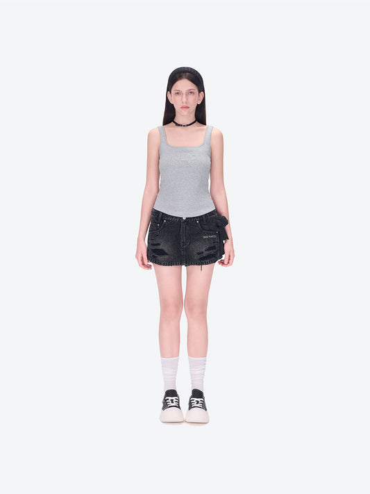 13DE MARZO Bear Logo Tank Top Dark Grey