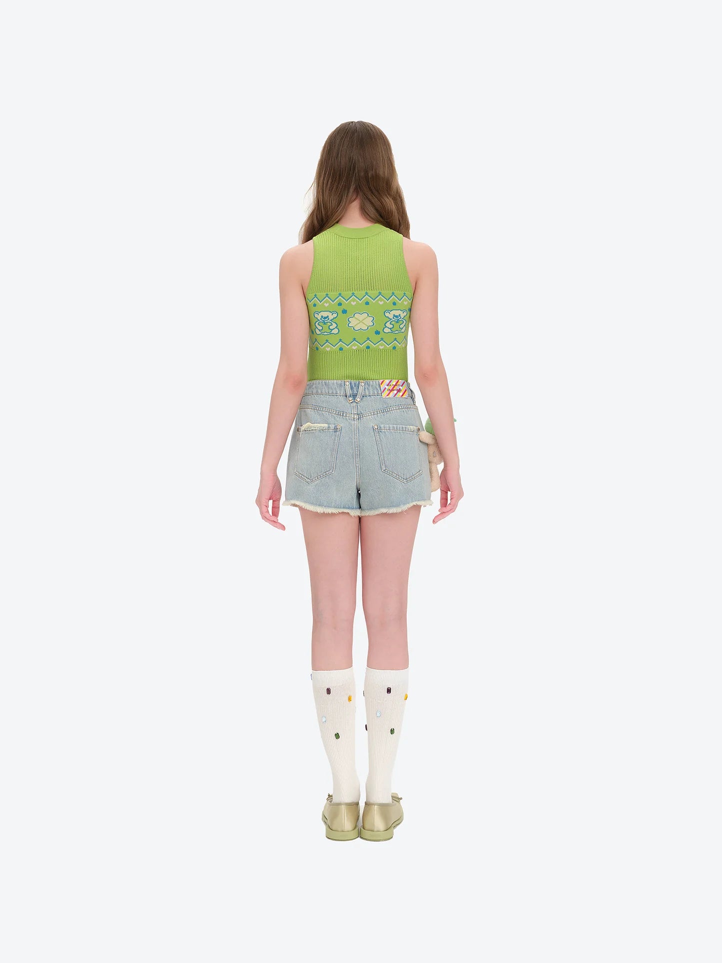 13DE MARZO Lollipop Distressed Denim Shorts Blue