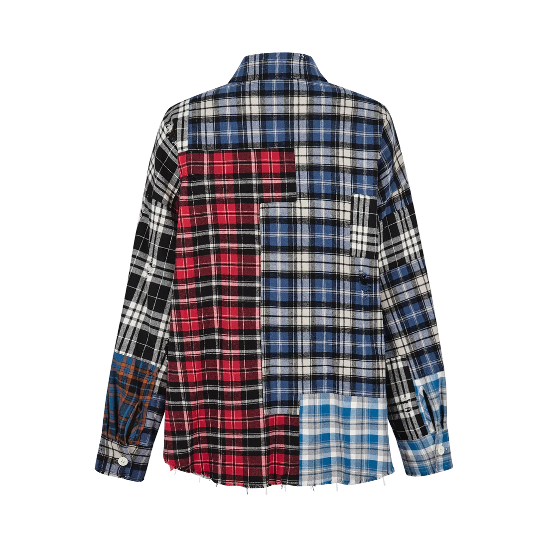 13DE MARZO BEAR BROKEN PLAID PATCH SHIRT