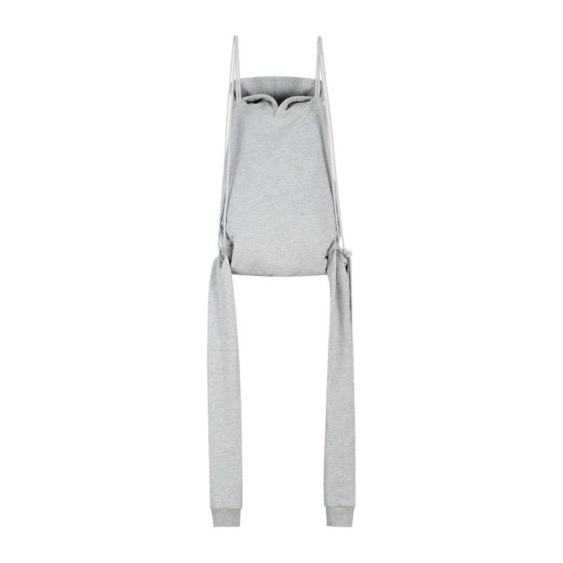 13DE MARZO Doozoo Faux Hoodie String Bag Grey