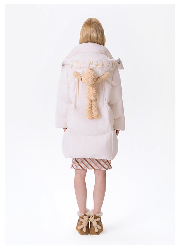 13DE MARZO Bear Long Down Puffer Jacket - White