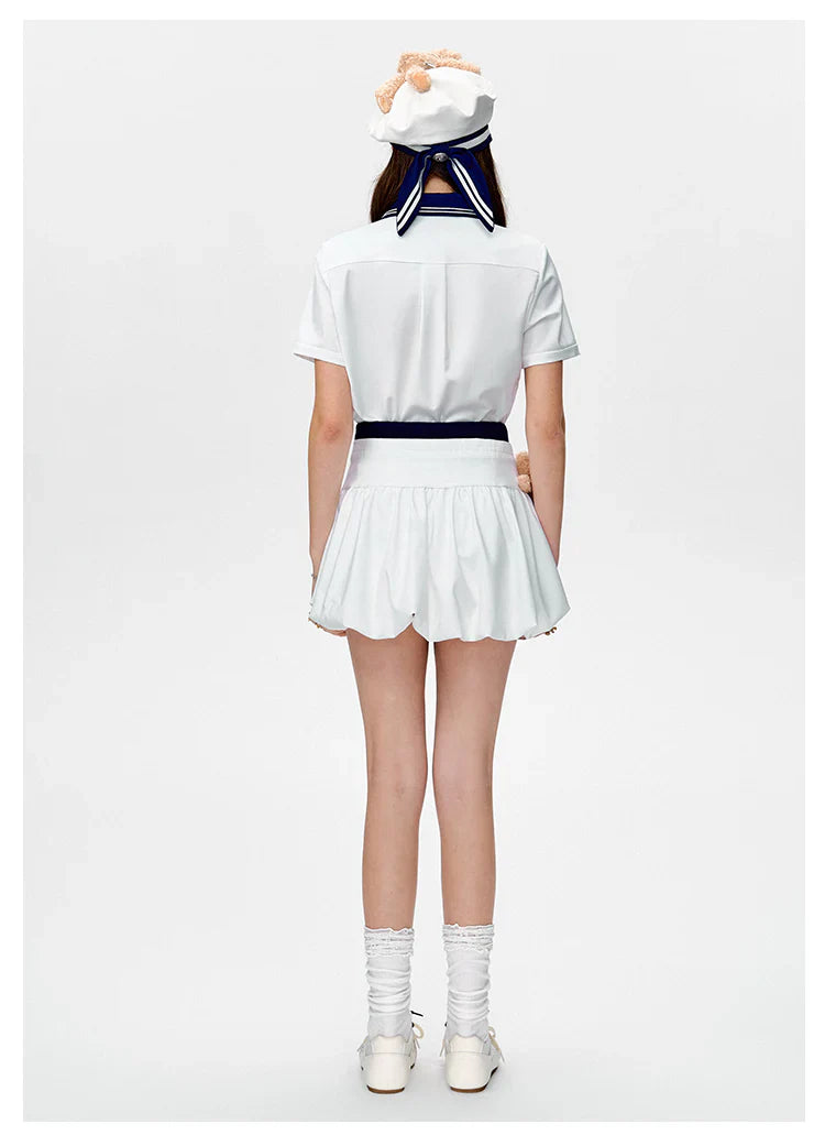 13DE MARZO Bear Sailor Bud Skirt WHITE
