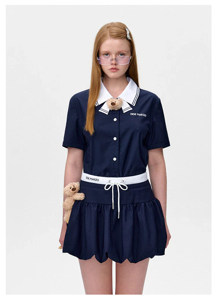 13DE MARZO Bear Sailor Bud Skirt NAVY BLUE