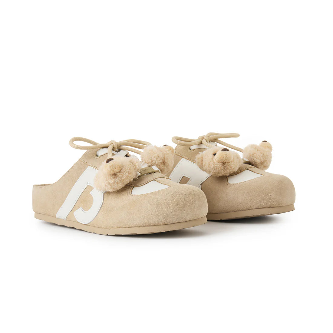 13DE MARZO Plush Bear Mules Sand