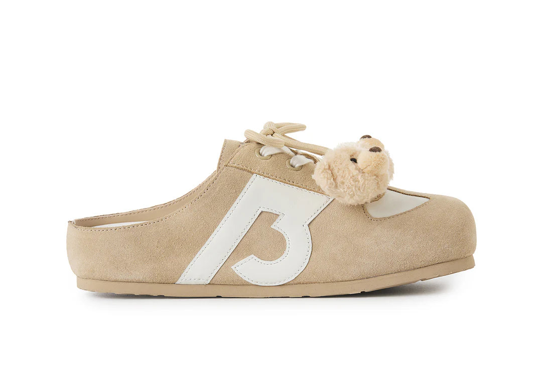 13DE MARZO Plush Bear Mules Sand