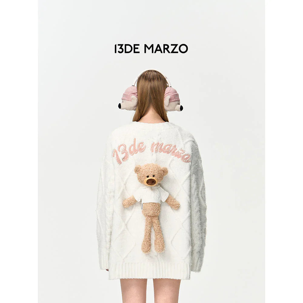 13DE MARZO DOOZOO PEARL EMBROIDERY CARDIGAN WHITE