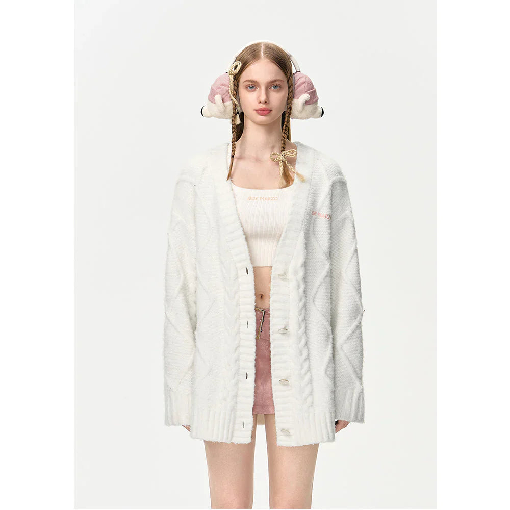 13DE MARZO DOOZOO PEARL EMBROIDERY CARDIGAN WHITE