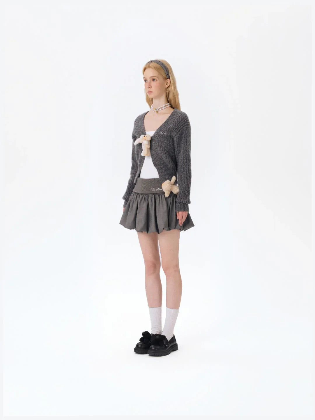 13DE MARZO Doozoo Cuddle Button Cardigan Dark Grey