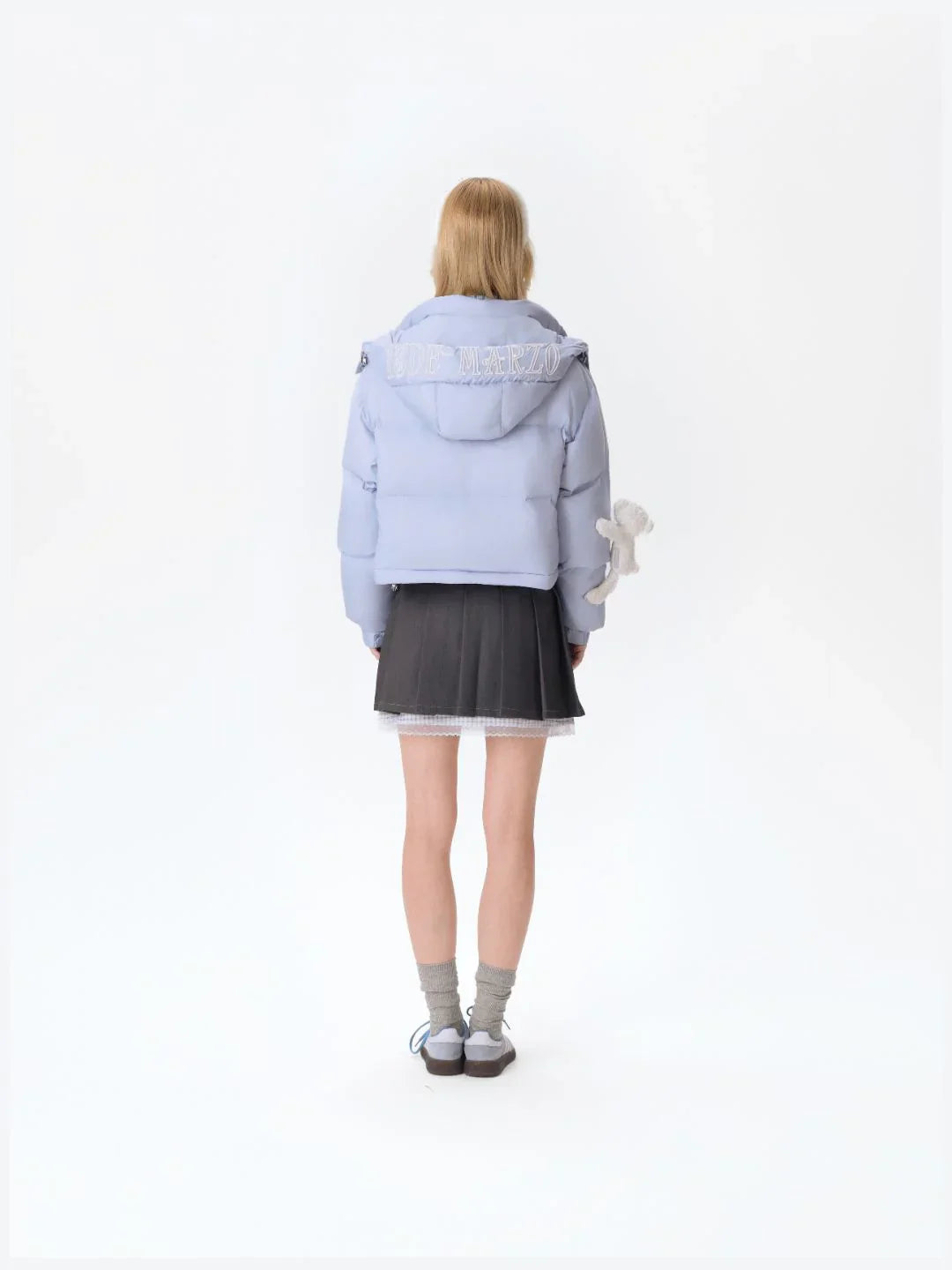 13DE MARZO Base Bear Long Down Jacket Blue