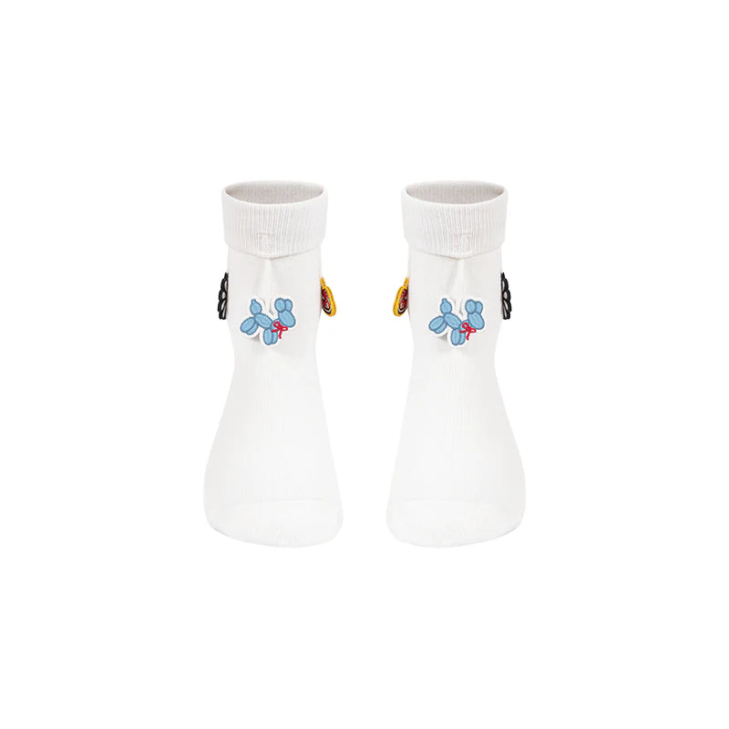 13DE MARZO Fringe Charm Mid-Calf Socks White