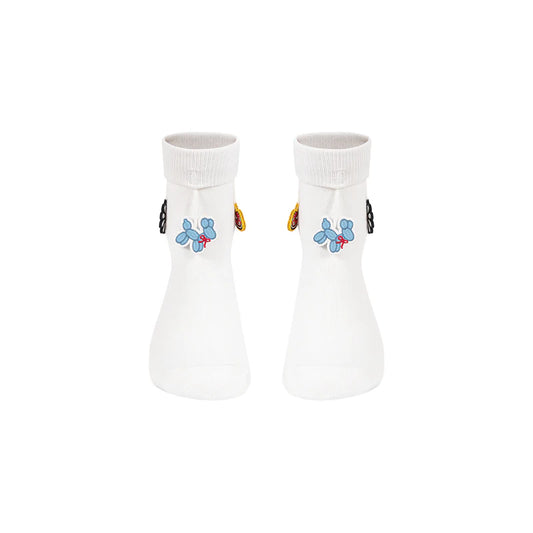 13DE MARZO Fringe Charm Mid-Calf Socks White