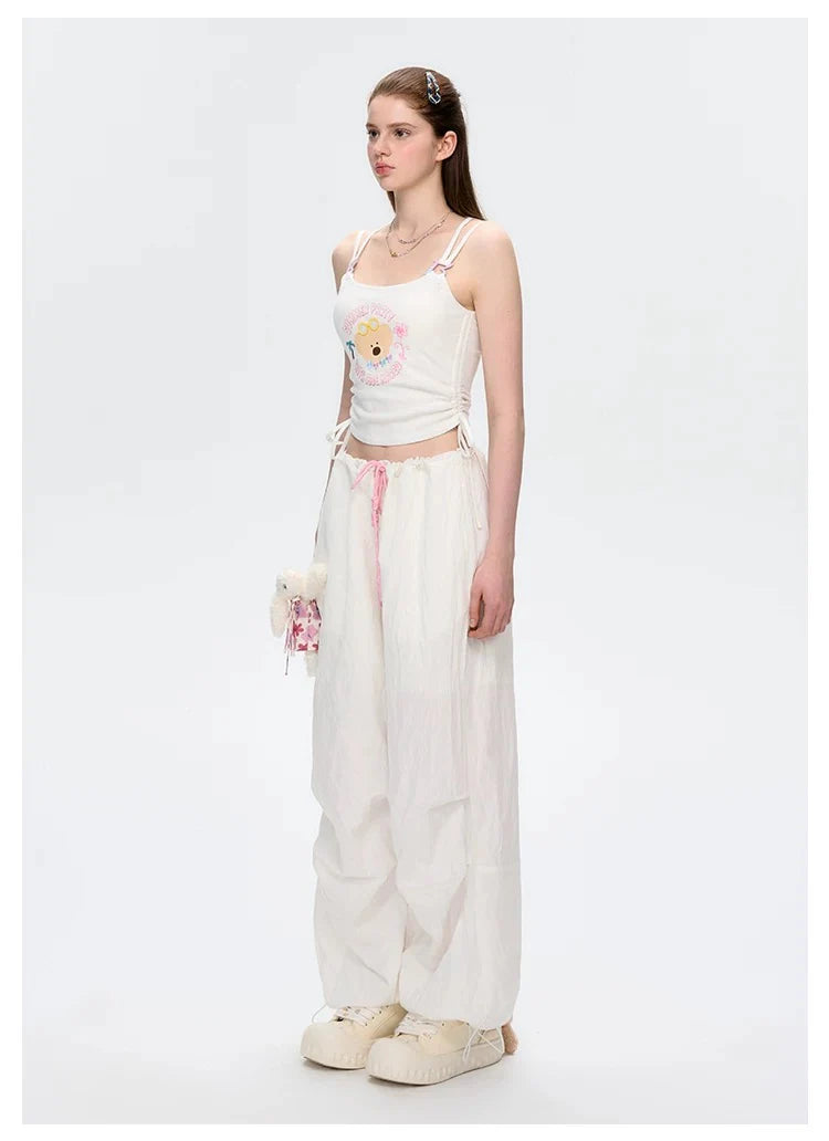 13DE MARZO Wide Cargo Trousers White