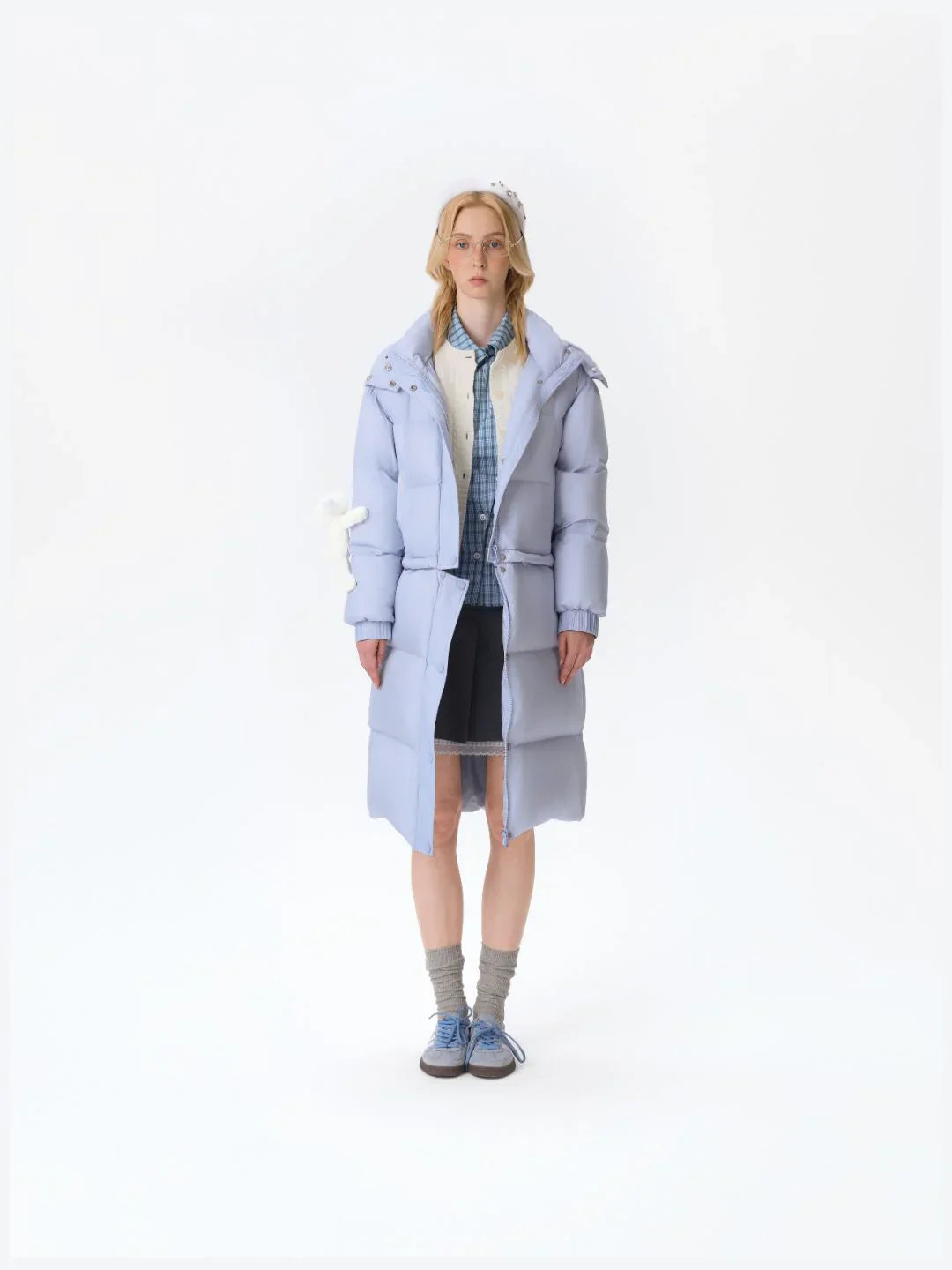 13DE MARZO Base Bear Long Down Jacket Blue