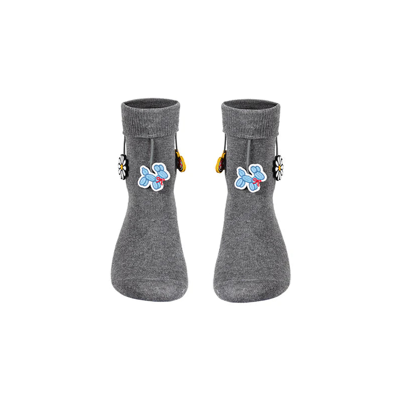 13DE MARZO Fringe Charm Mid-Calf Socks Grey