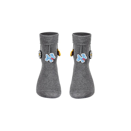 13DE MARZO Fringe Charm Mid-Calf Socks Grey
