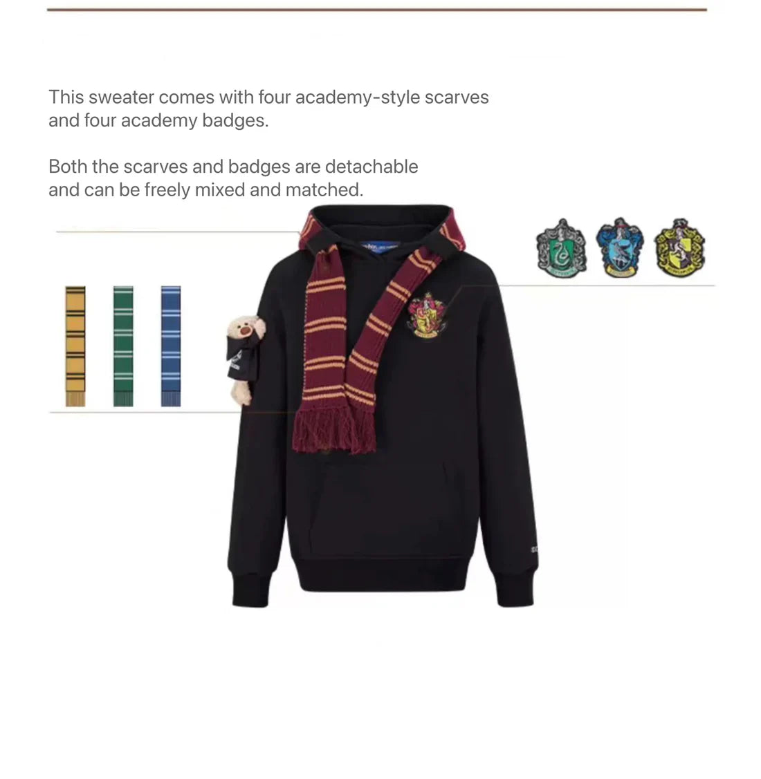 Harry Potter × 13DE MARZO Hogwarts Four Houses Bear Scarf Sweater