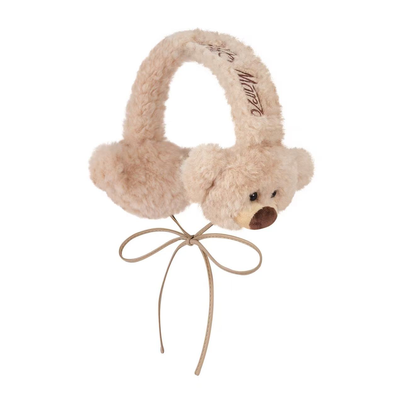 13DE MARZO Bear Fuzzy Ear Warmer Khaki