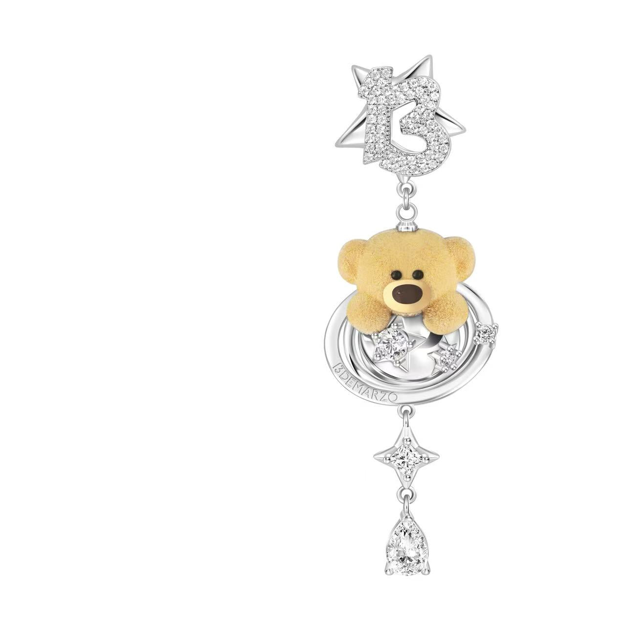 13DE MARZO Bear Planet  Zircon Ear Stud