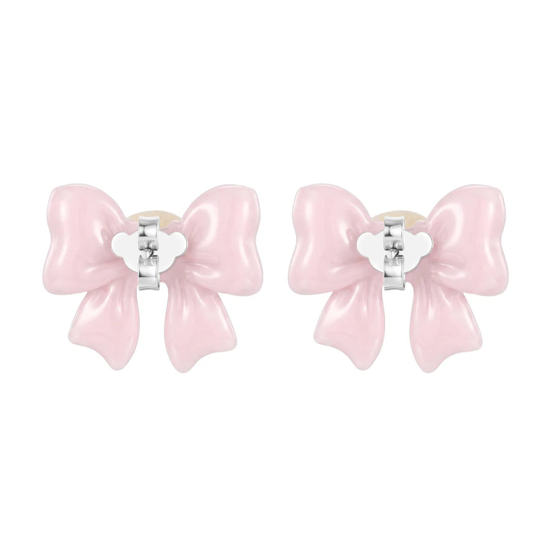 13DE MARZO Mini Bear Bow Studs Pink