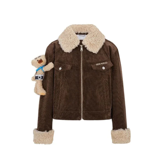 13DE MARZO Bear Corduroy Detachable Jacket Brown
