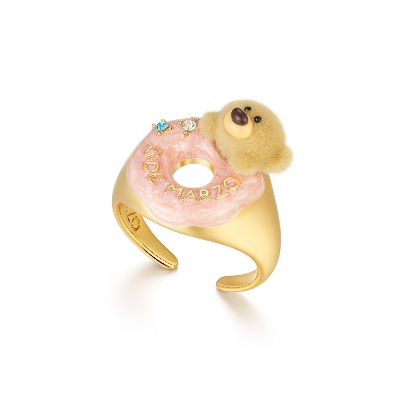 13DE MARZO Donut Bear Ring Golden