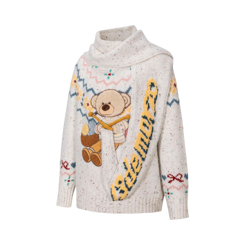 13DE MARZO Fair Isle Bear Knit Sweater