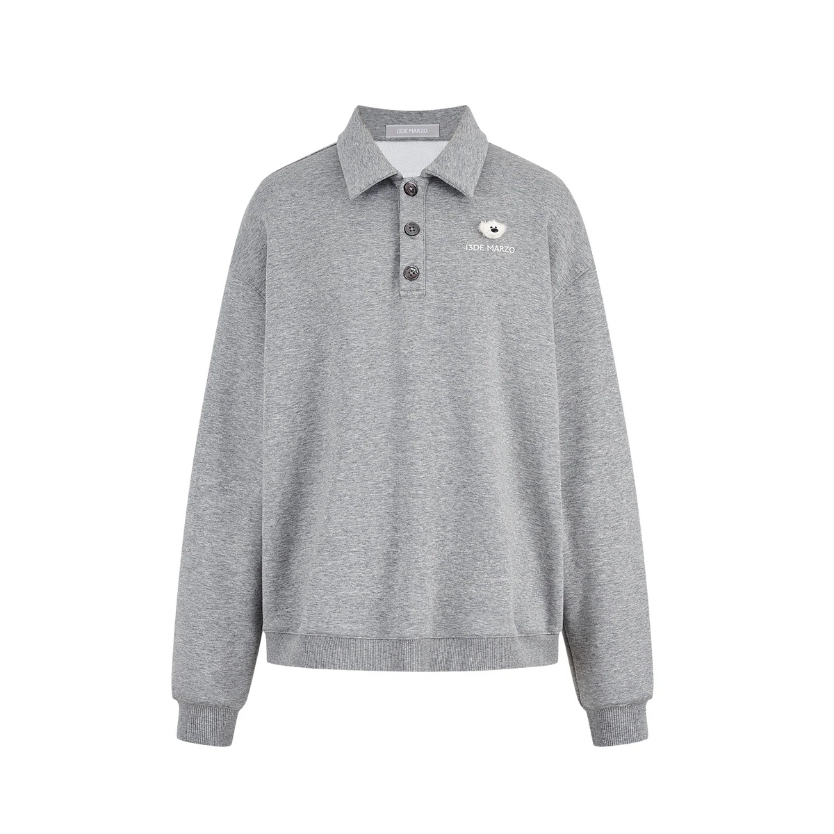 13DE MARZO Polo Long Sleeve Sweatshirt Grey