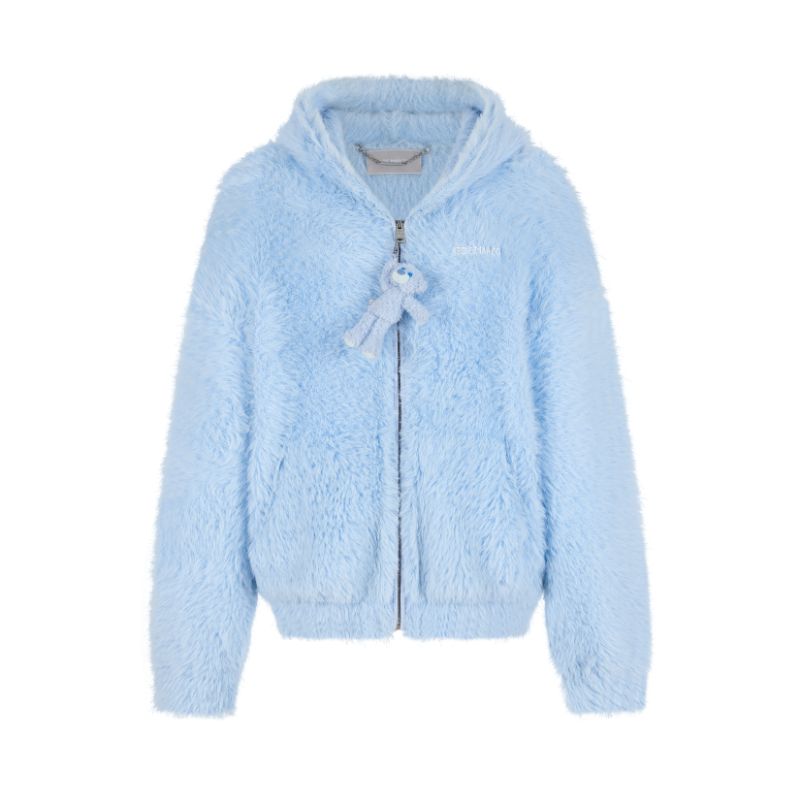 13DE MARZO Faux Mink Fur Zip Jacket