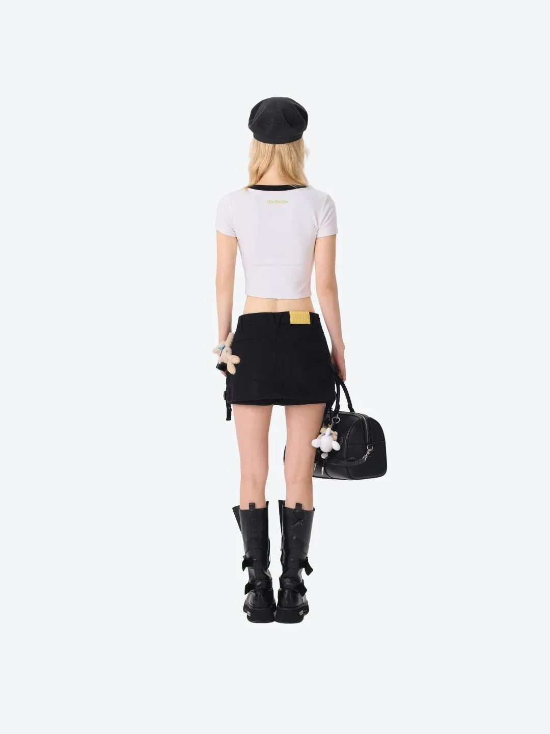 13DE MARZO Camera Bear Cargo Skirt Black