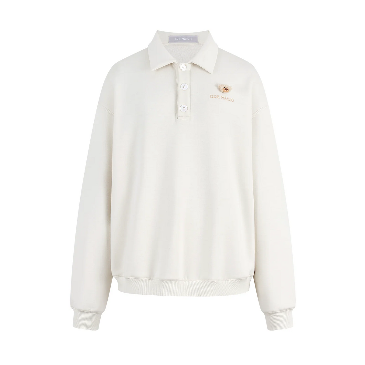 13DE MARZO Polo Long Sleeve Sweatshirt Beige