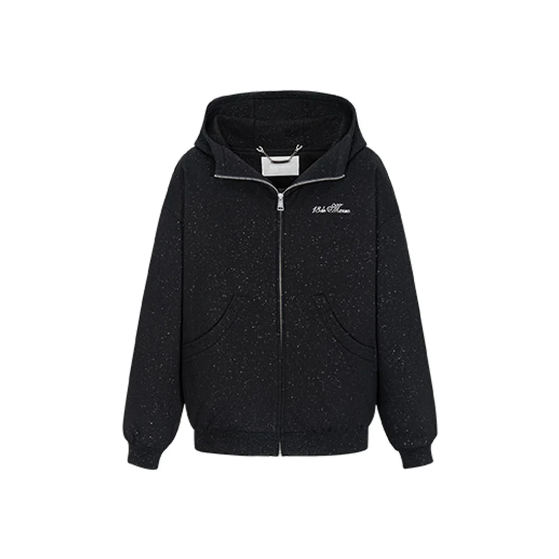 13DE MARZO STAR SAND ZIP UP CASUAL HOODIE BLACK