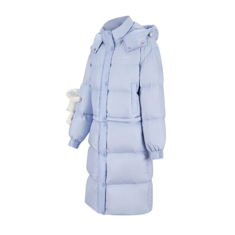 13DE MARZO Base Bear Long Down Jacket Blue